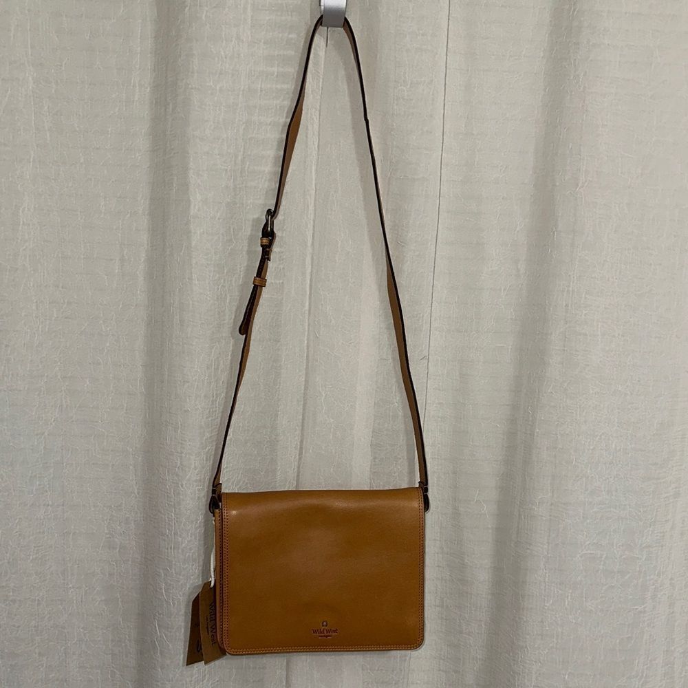Wild West MAYA Unisex Camel Tan Artisan Leather Accordion Crossbody Bag Purse